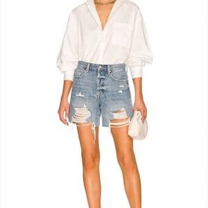 Pistola‎ Distressed Denim Shorts High Rise Button Fly Sz 26